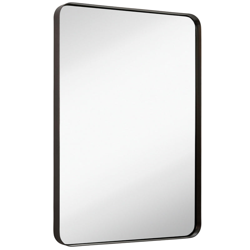 24x36 Bronze Metal Frame Mirror Brushed Rectangular Rounded Corners