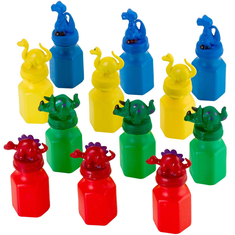 12 Pack Dinosaur Bubble Bottles - Dinosaur Party Favor Bubbles for Birthday