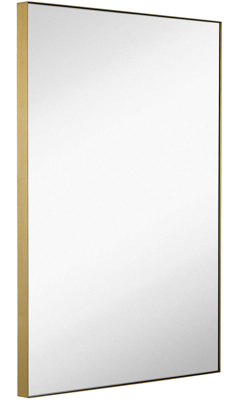 22x30 inch gold brushed metal frame wall mounted cosmetic mirror, rectangular