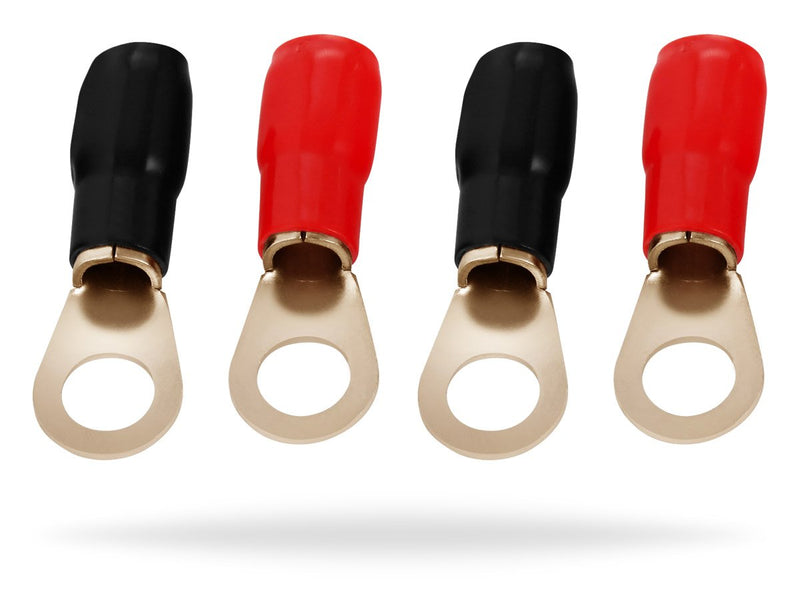 4 Gauge Awg tinned pure copper ring terminals with heat shrink tubing