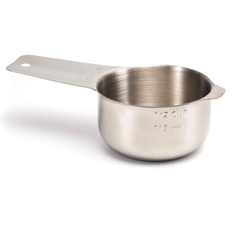 1/2 cup stainless steel precision measuring cup with engraved markings