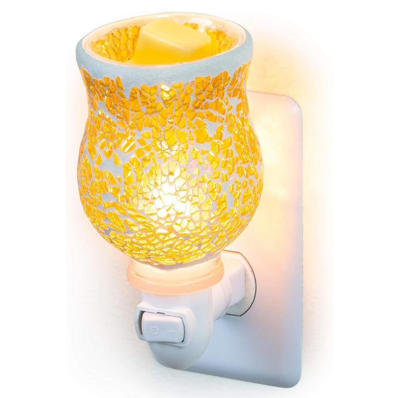 Wall-mounted wax warmer for scented wax, mosaic glass, amber, crackling