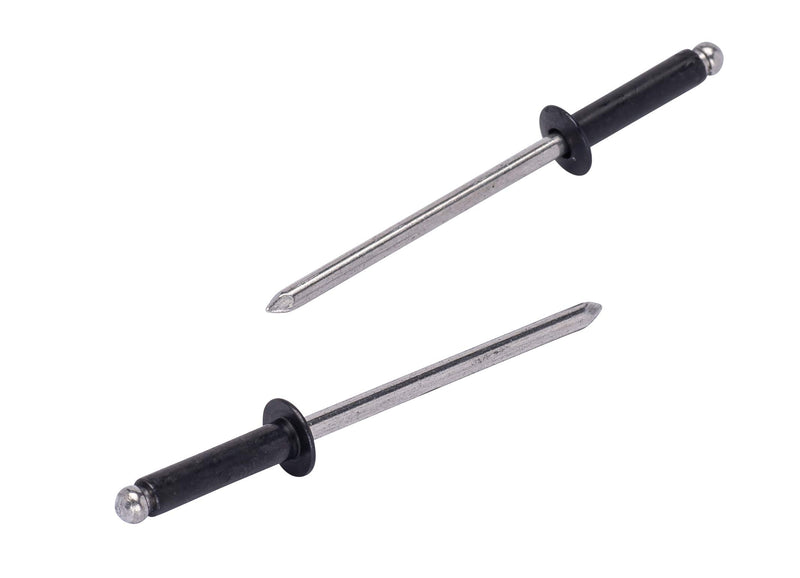 46 black aluminum coated rivets (25 pieces), 1/8" diameter, grip area (5/16" - 3).