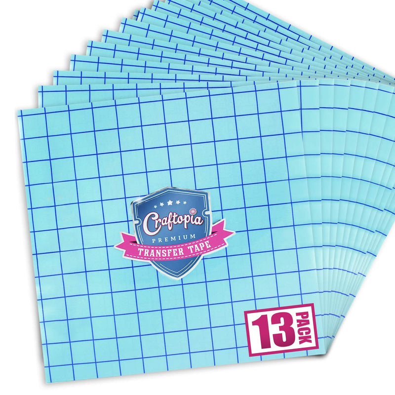 12" x 12" Clear Vinyl Transfer Tape Sheets with Blue Alignment Grid