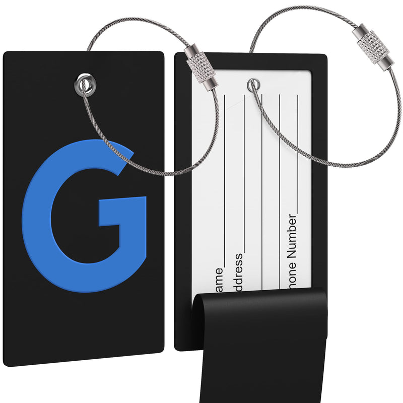 Luggage Bag Tag with Initial - fully bendable stainless steel tag