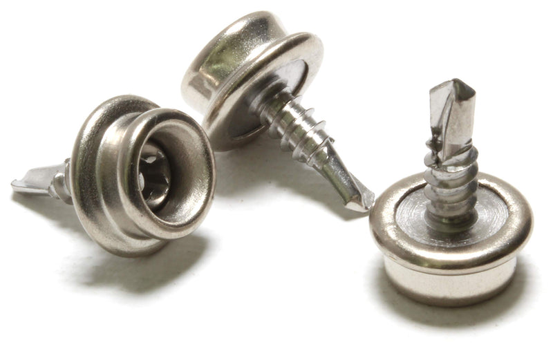 Canvas Boat Snap Fasteners 3/8" Diameter 8 x 1/2" Stainless Steel Screw (Pack of 20)