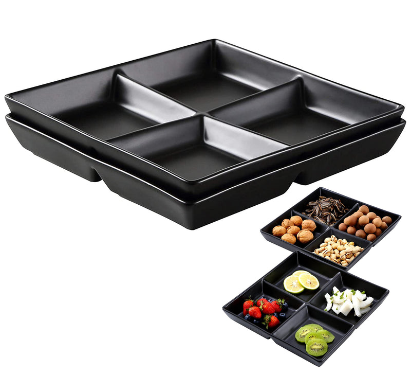 Black Christmas Snack Serving Tray 10" x 10" Set of 2