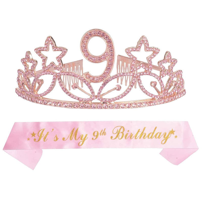 9th Birthday Sash and Tiara Set for Girls - Fabulous Glitter "It&