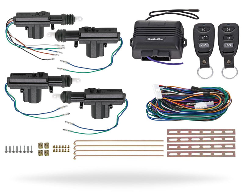 Keyless entry system with two 3-button remote controls and 4 door lock actuators