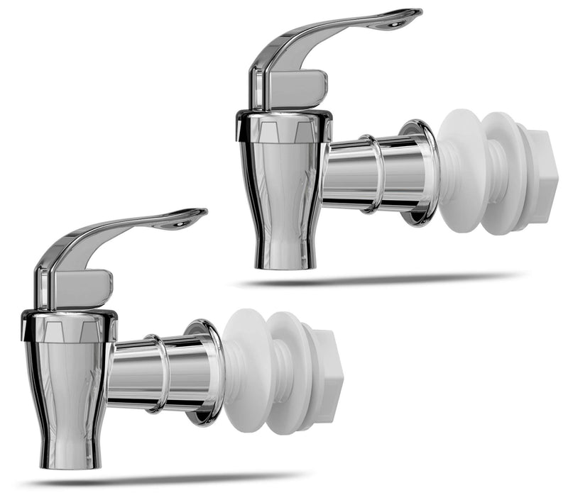 2 Pack Silver Replacement Drink Dispenser Spigot - Push Style Tap