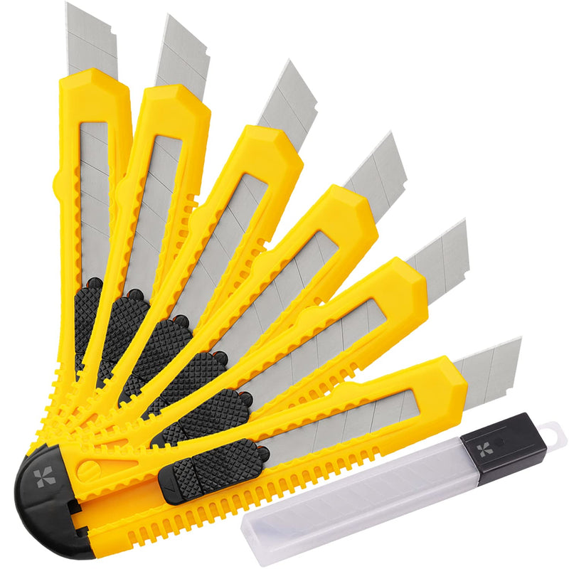 Retractable Utility Knife Set - 16 Pack - 6" - Heavy Duty Carbon Steel - 6