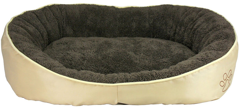 Washable Fluffy Dog Bed 90 x 68 x 19 cm Brown/Beige Cat Bed for Dogs