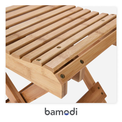 Bamboo Folding Stool Bath Chair For Shaving Foldable Bench For Bathroom Spa