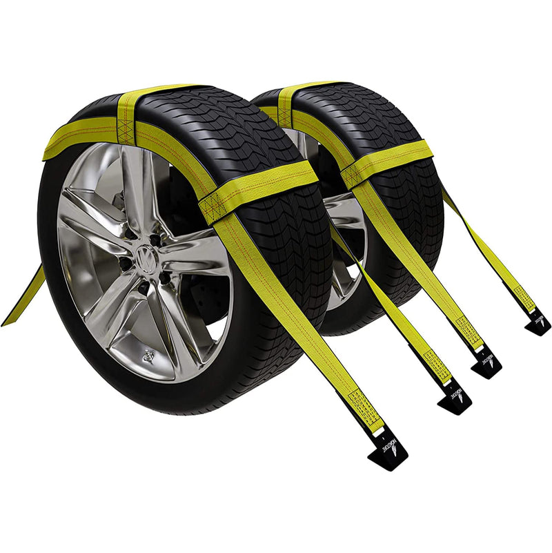 Tow Truck Dolly Straps - Adjustable Dolly Straps with Flat Hooks - 3330 lbs