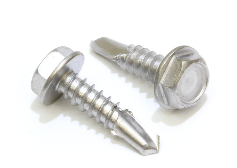 No. 10 x 5/8" Stainless Steel Hex Head Screws with Washer Self Drilling (Pack of 100) 410