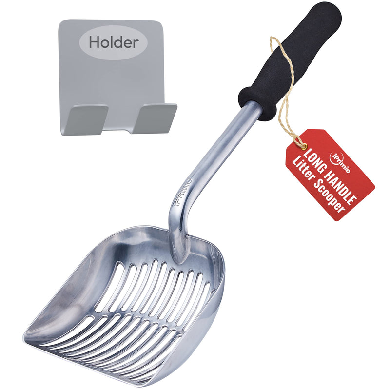 Monster cat litter scoop with 17 inch long handle and soft grip - extra sturdy