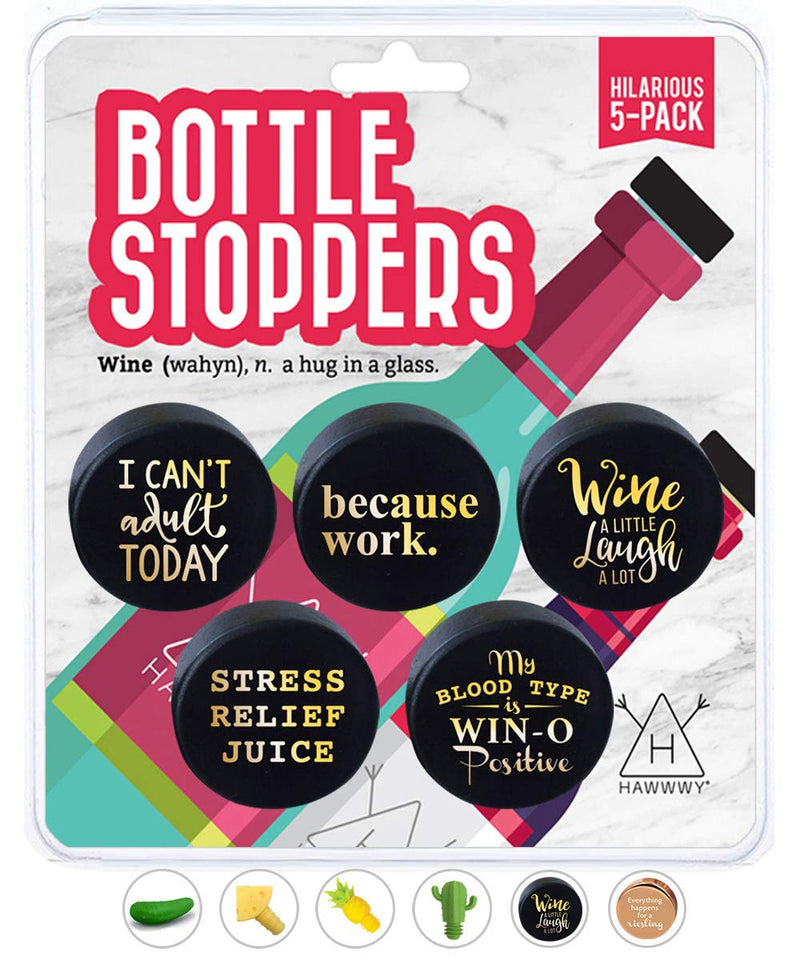 Funny Wine Stoppers Pack of 5 Hilarious Bottle