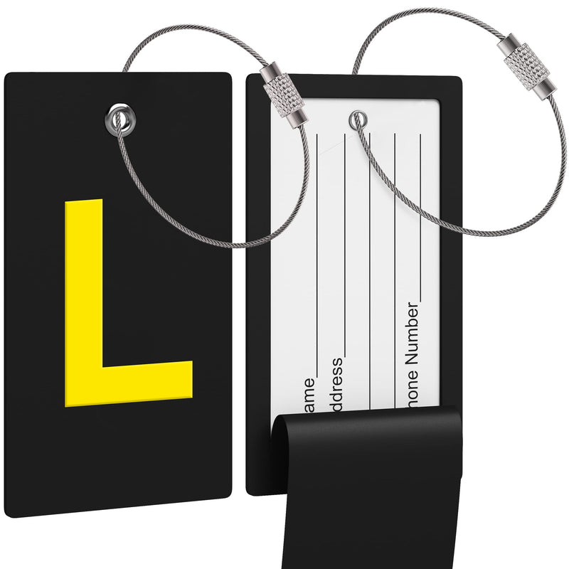 Luggage Bag Tag with Initial - fully bendable stainless steel tag