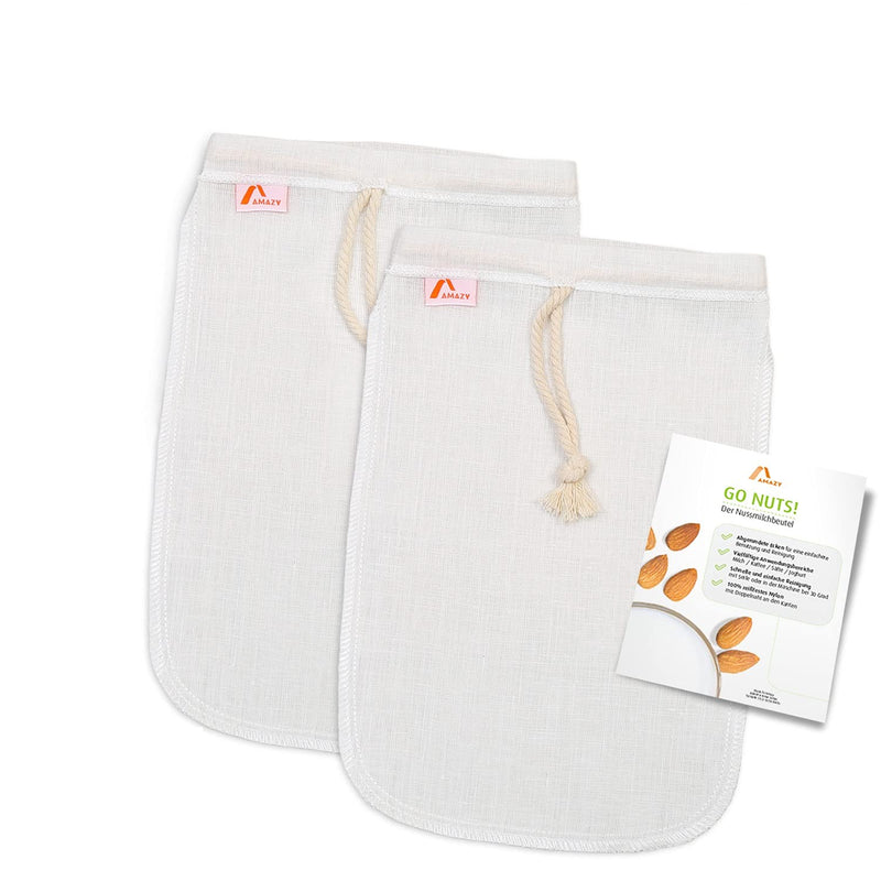 Set of 2 nut milk bags made from hemp including inserts with application tips 100