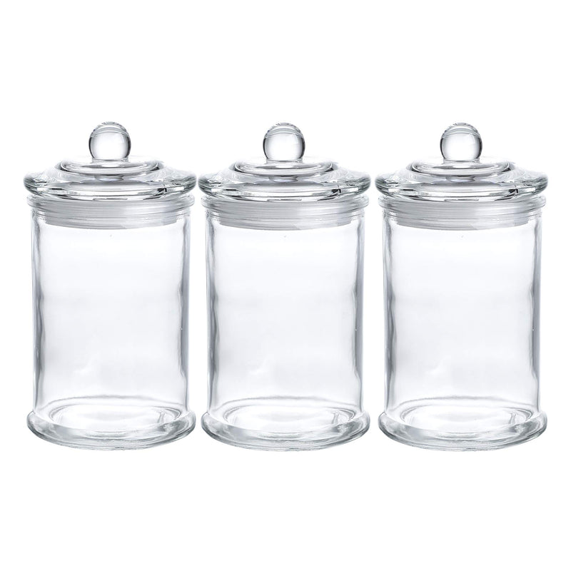 Glass Apothecary Jars Bathroom Storage Organizer Cotton Canisters