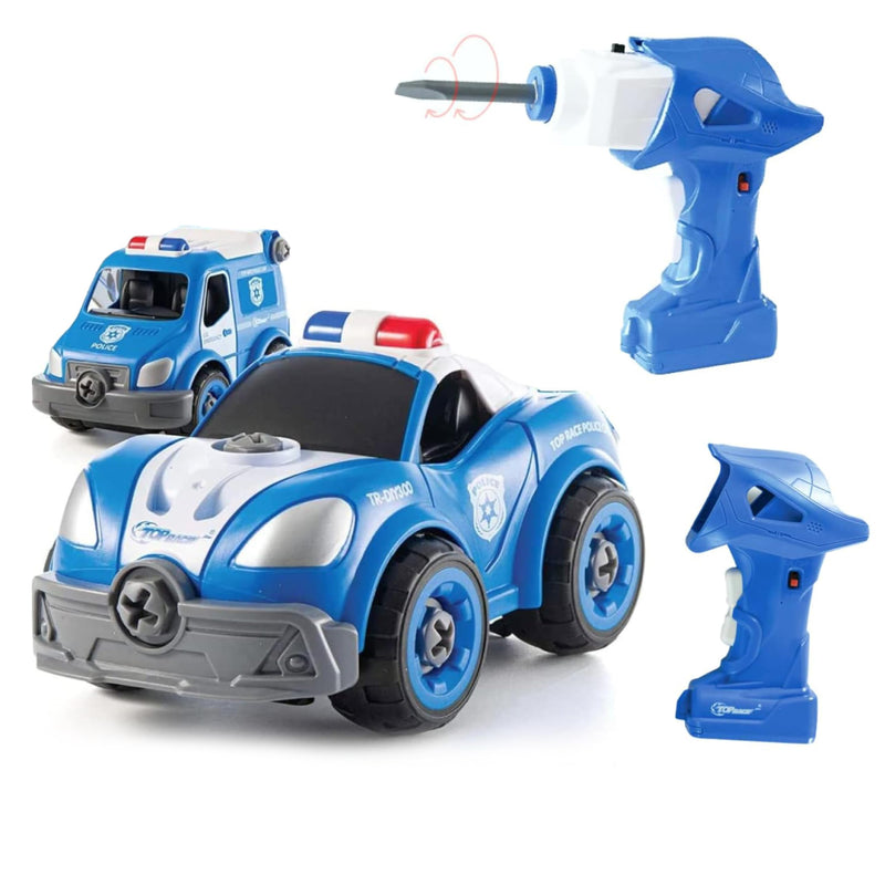 Truck toy with drill, disassemble truck kit, converts into a remote control