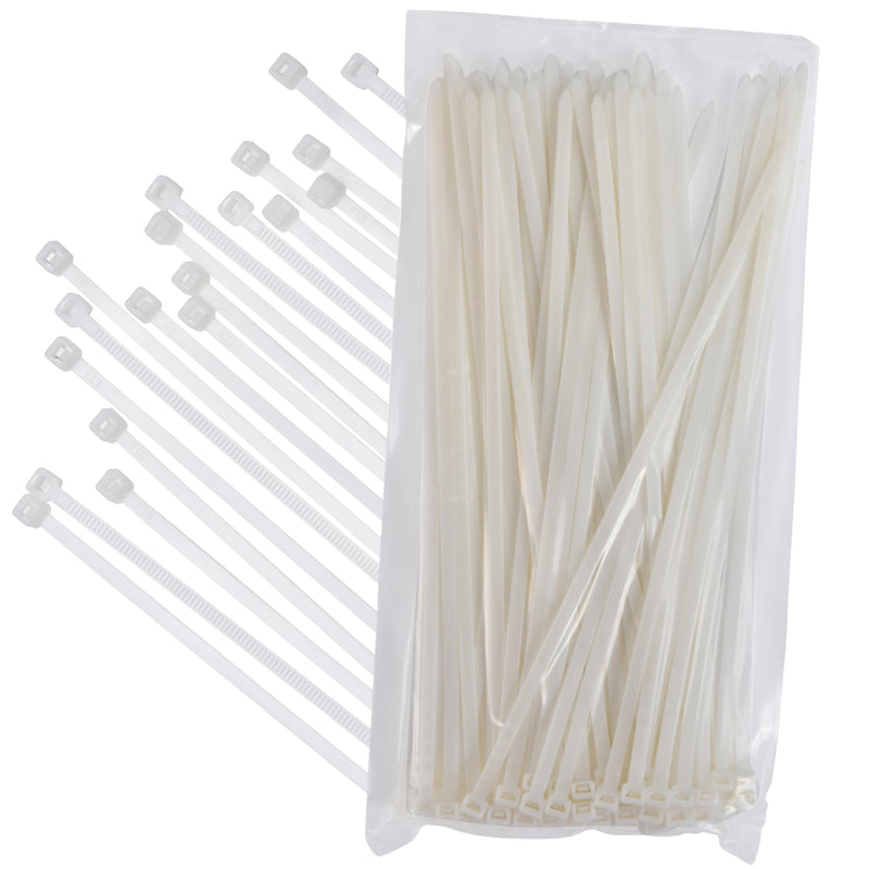 15 Inch 100 Piece Set Zipper Cable Ties - 120 lbs Tensile Strength - Heavy Duty