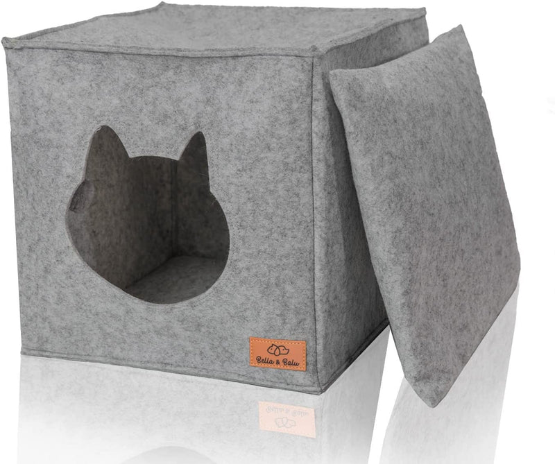 Bella Balu Cat Cave Including Cushion Toy Foldable Cat Bed Cave For