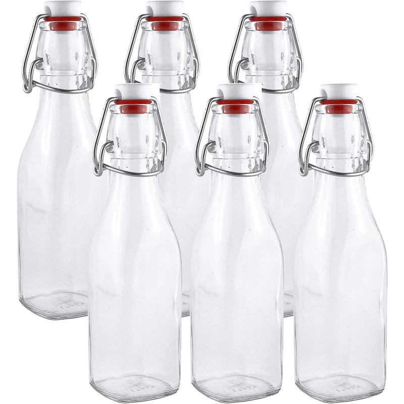 85 Oz Square Clear Glass Swing Top Bottles Set