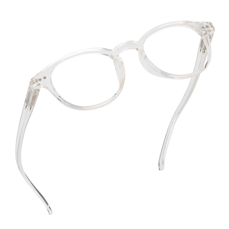 Round Blue Light Blocking Reading Glasses (Clear, No Magnification) for Computer