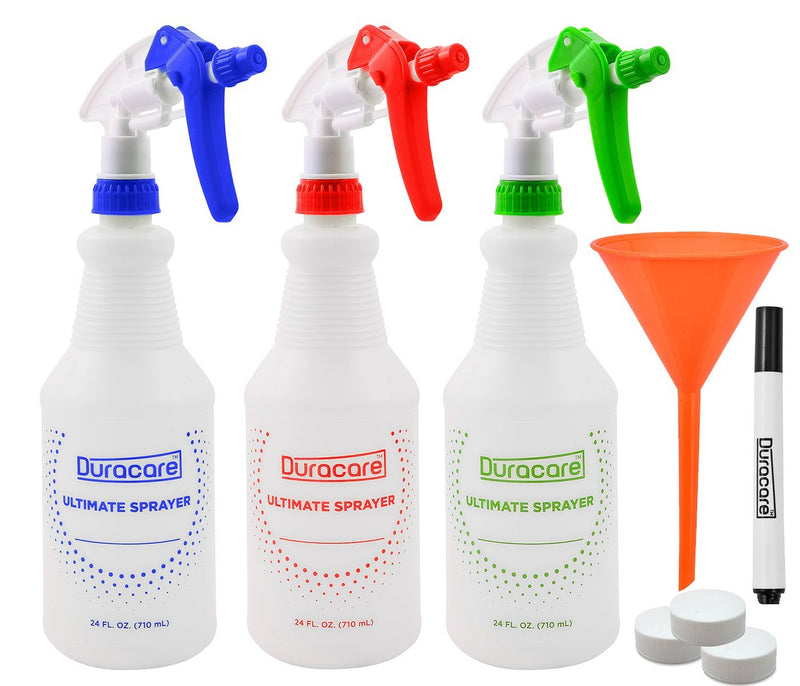 Robust, leak-proof plastic spray bottles with adjustable nozzle