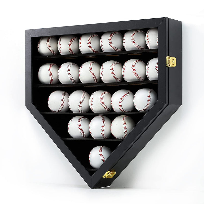 Baseball Display Case - Baseball Ball Holder - Black Wall Mounted Shadow Box