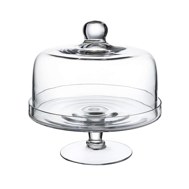 Glass cake stand with dome shaped cake holder and cake stand