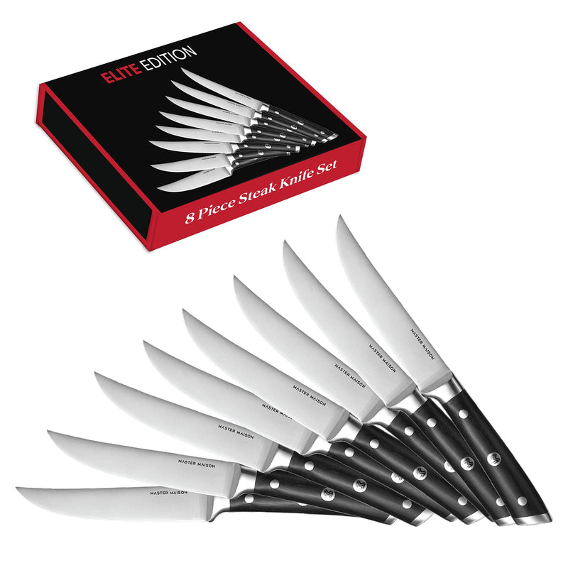 8 Piece 5 Inch Ultra Steak Knife Set, 8 German Stainless Serrated Knives