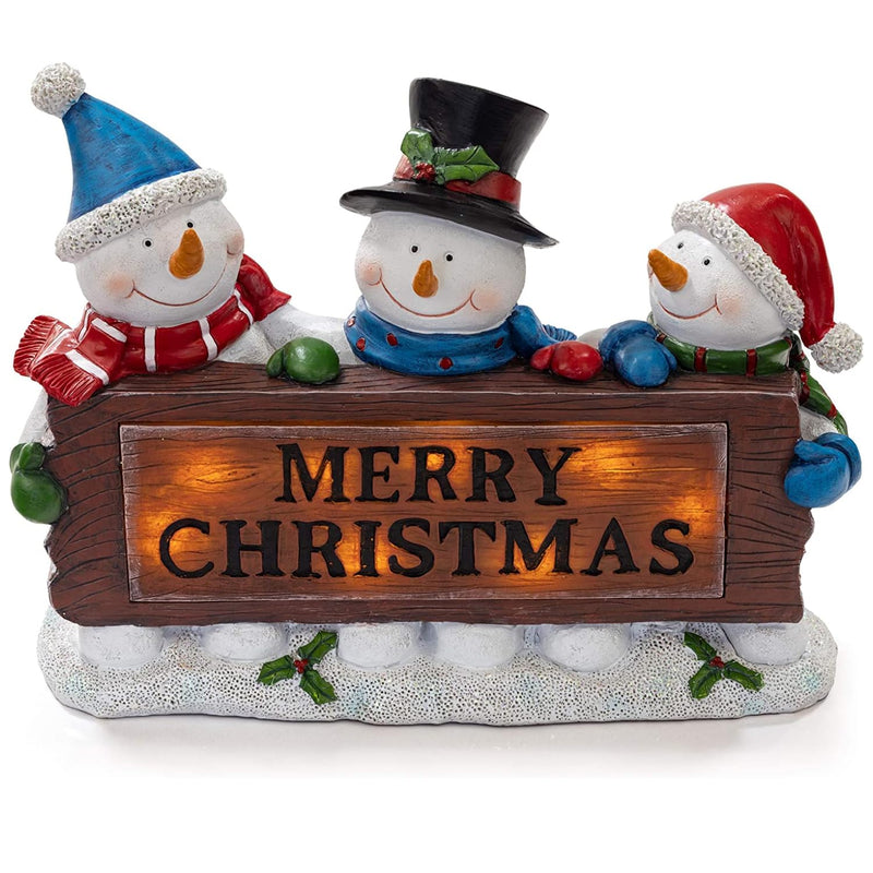 Christmas Snowman Decor Christmas Figures Resin Snowman Lighted Decorations