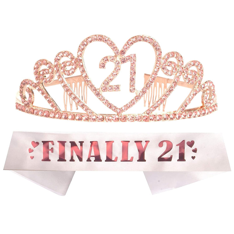 21st Birthday Sash and Tiara for Women - Fabulous Set: Glitter Sash + Gravity