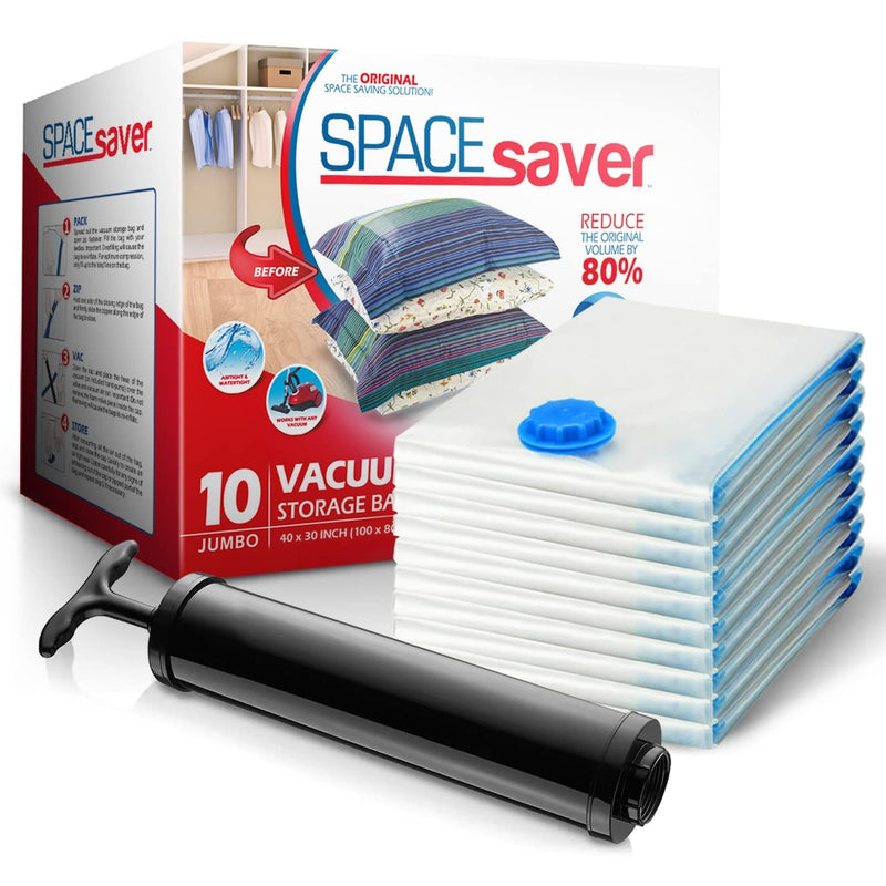 Space Bags Vacuum Storage Bags (Jumbo 10 Pack) Save 80% space when storing clothes