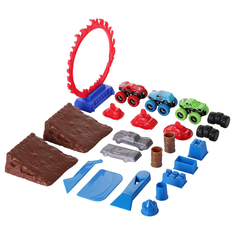 Monster Truck Sand Play Set, Sensory Kit, Sensory Bins with Lids, 2 Pounds of Sand,