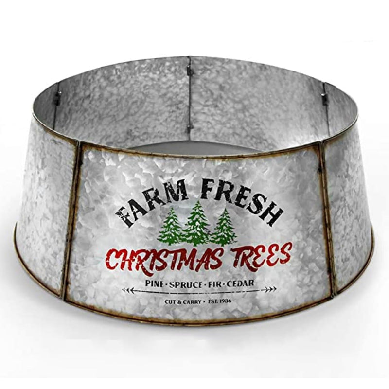 Galvanized Christmas Tree Collar - Large to Small Christmas Tree Base Cover