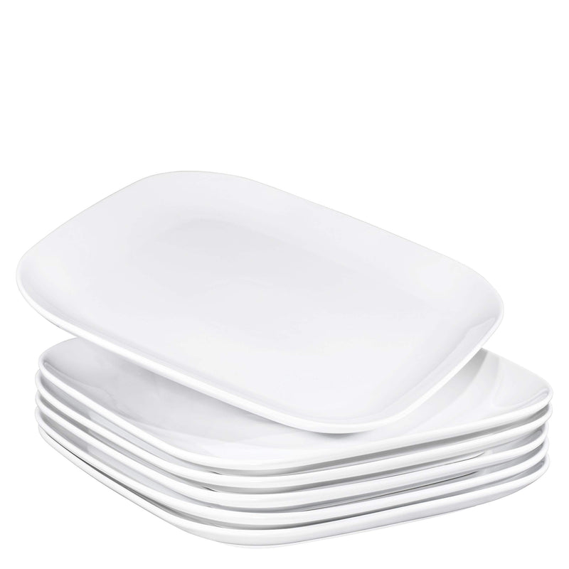 10" Square Ceramic Plates, Set of 6, Cute Square White Ceramic Salad Plates