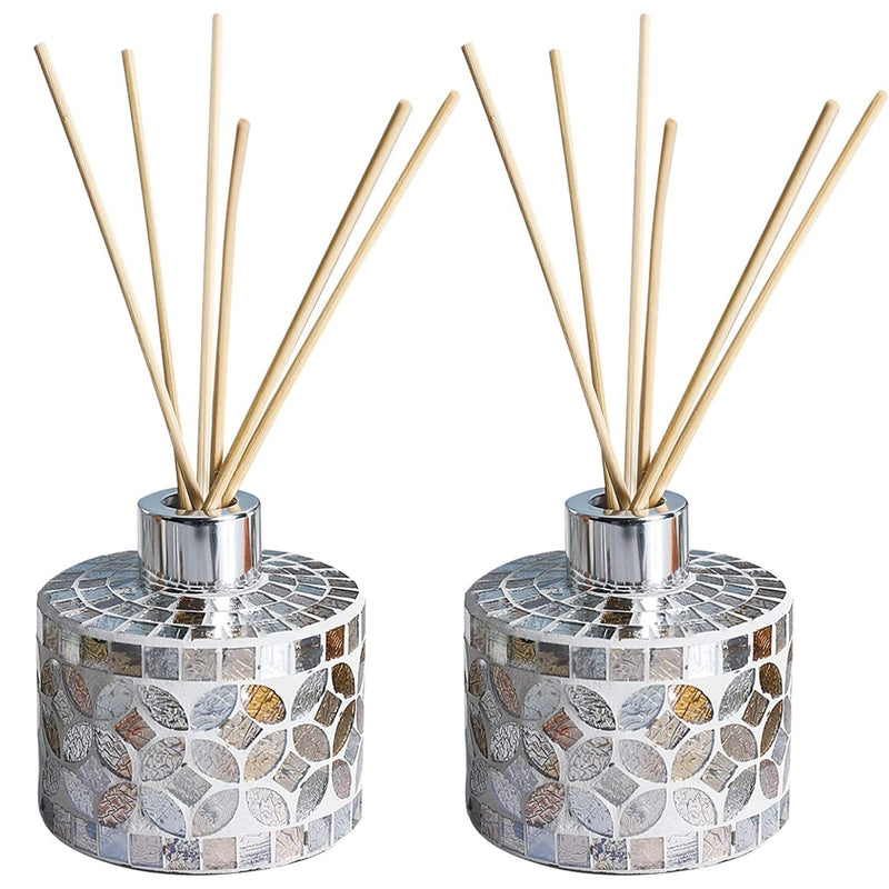 Mosaic Glass 6oz Oil Diffuser with 10pcs Reed Sticks, Set of 2