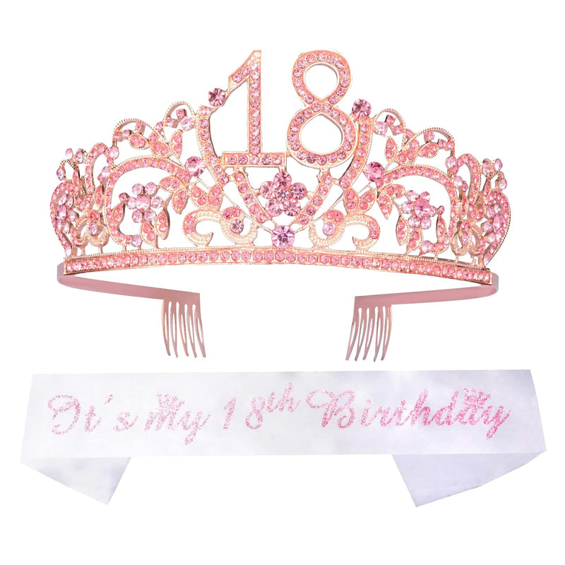 18th Birthday Sash and Tiara for Women - Fabulous Set: Glitter Sash + Basic