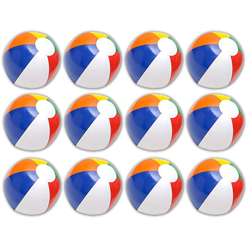 12" Bulk Pack of 12 Classic Inflatable Balls - Pool Toys, Party Favors, Rainbow