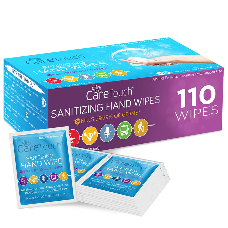 Hand Sanitizing Wipes - 110 Hand Towels Individually Wrapped - Travel Size