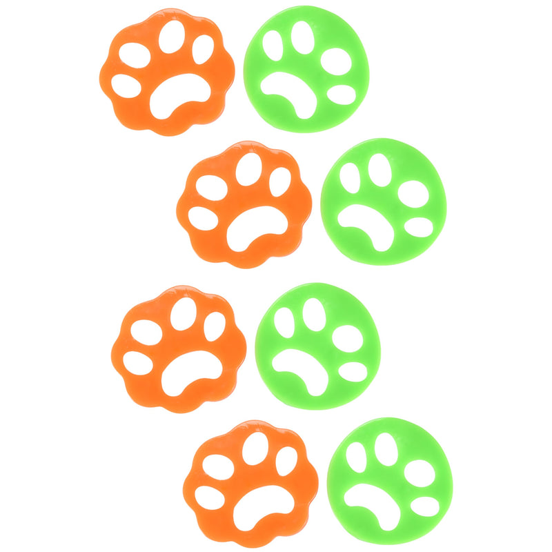 Pet Hair Remover Set of 8 Orange and Green Reusable Animal Hair