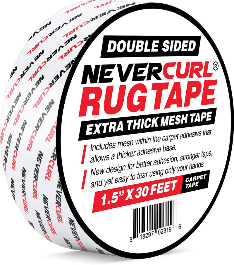 Nevercurl double sided extra thick carpet tape for carpets on carpets with mesh