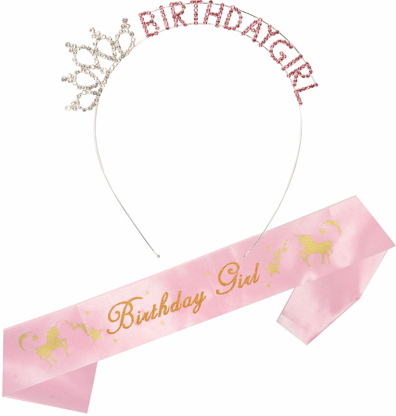 Birthday Princess Tiara and Sash Pink Metal Accessory