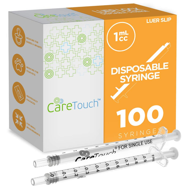 1mL Syringe Only - 100 Sterile Syringes (No Needle) (1mL Luer Slip Tip, 100)