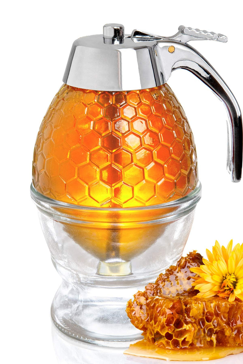 Honey Dispenser Plus - Glass honey dispenser, drip-free glass with stand