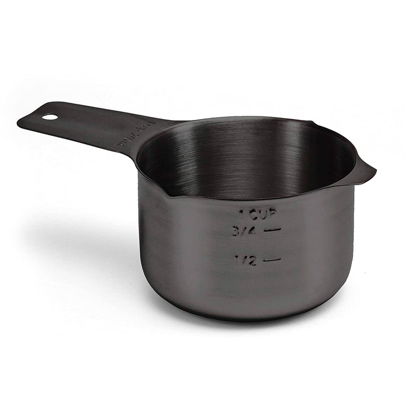 1 cup black stainless steel measuring cup, precise engraved markings