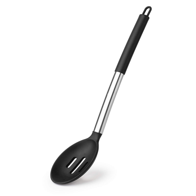 Solid and slotted wooden spoon. Large silicone cooking spoon, non-stick coating, solid